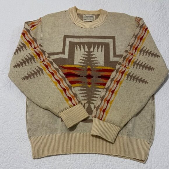 VINTAGE Pendleton Virgin Wool Harding Sweater Chief Joseph Pattern Size L - Picture 5 of 16